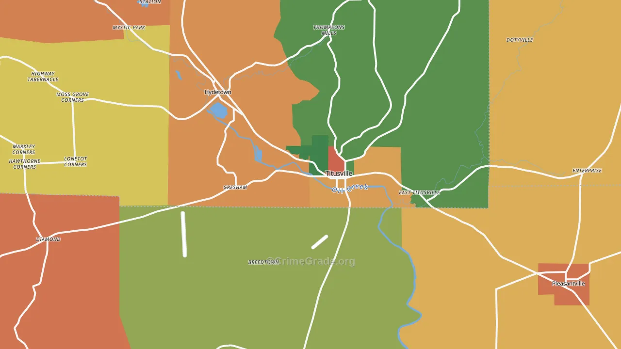 Titusville, PA Map of Arson Rates