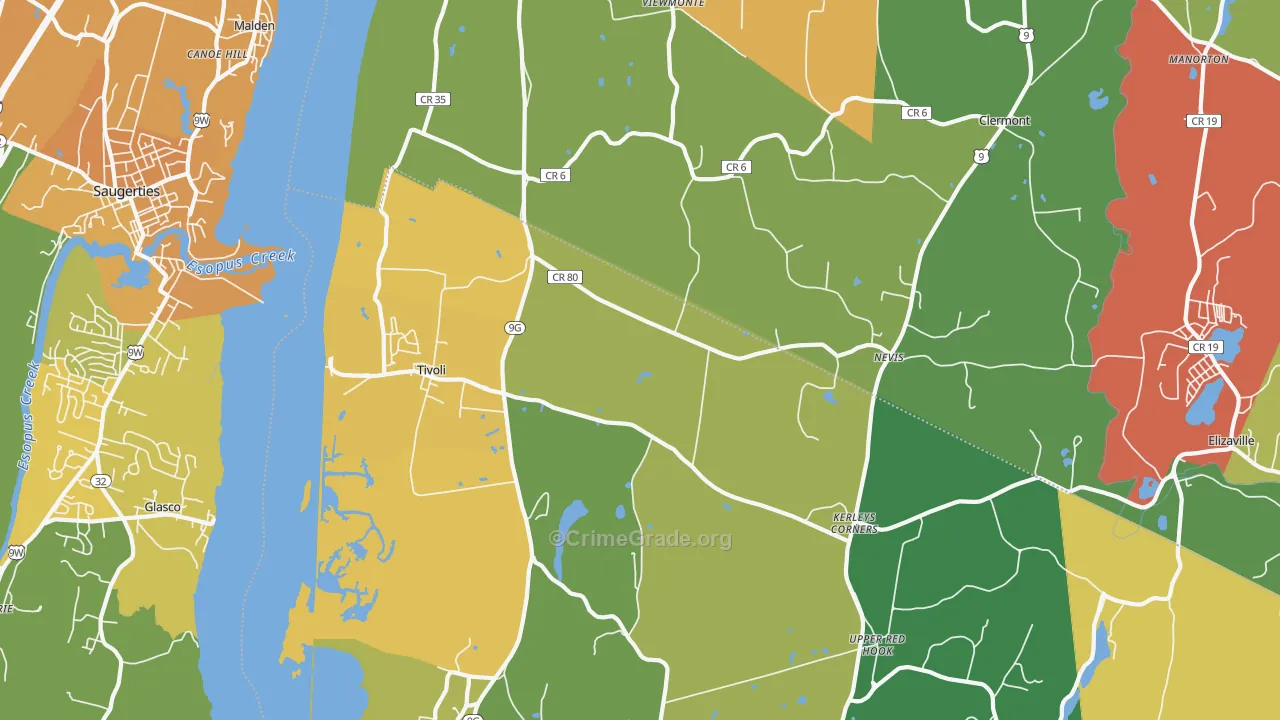 Tivoli, NY Map of Arson Rates