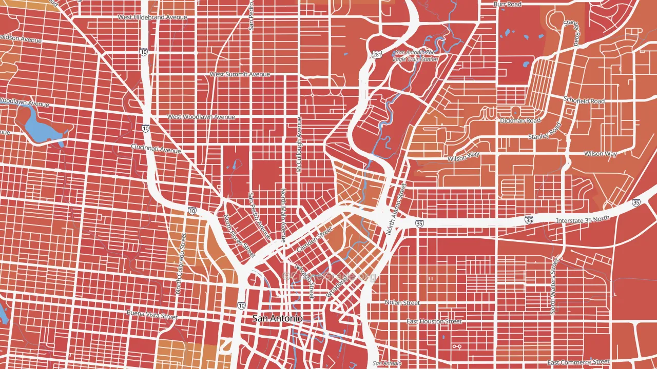 Tobin Hill, San Antonio, TX Map of Arson Rates