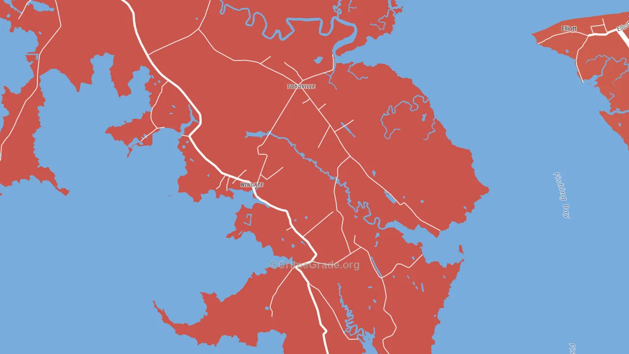 Toddville, MD Map of Arson Rates