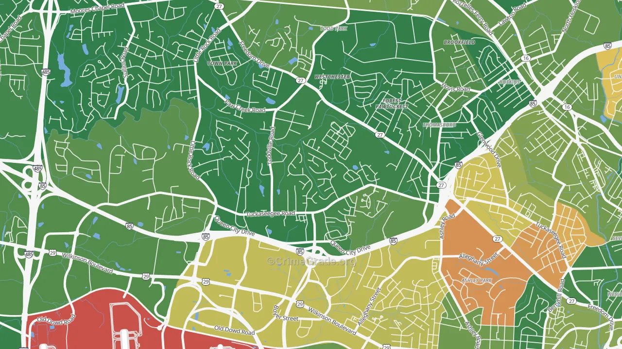 Toddville Road, Charlotte, NC Map of Arson Rates
