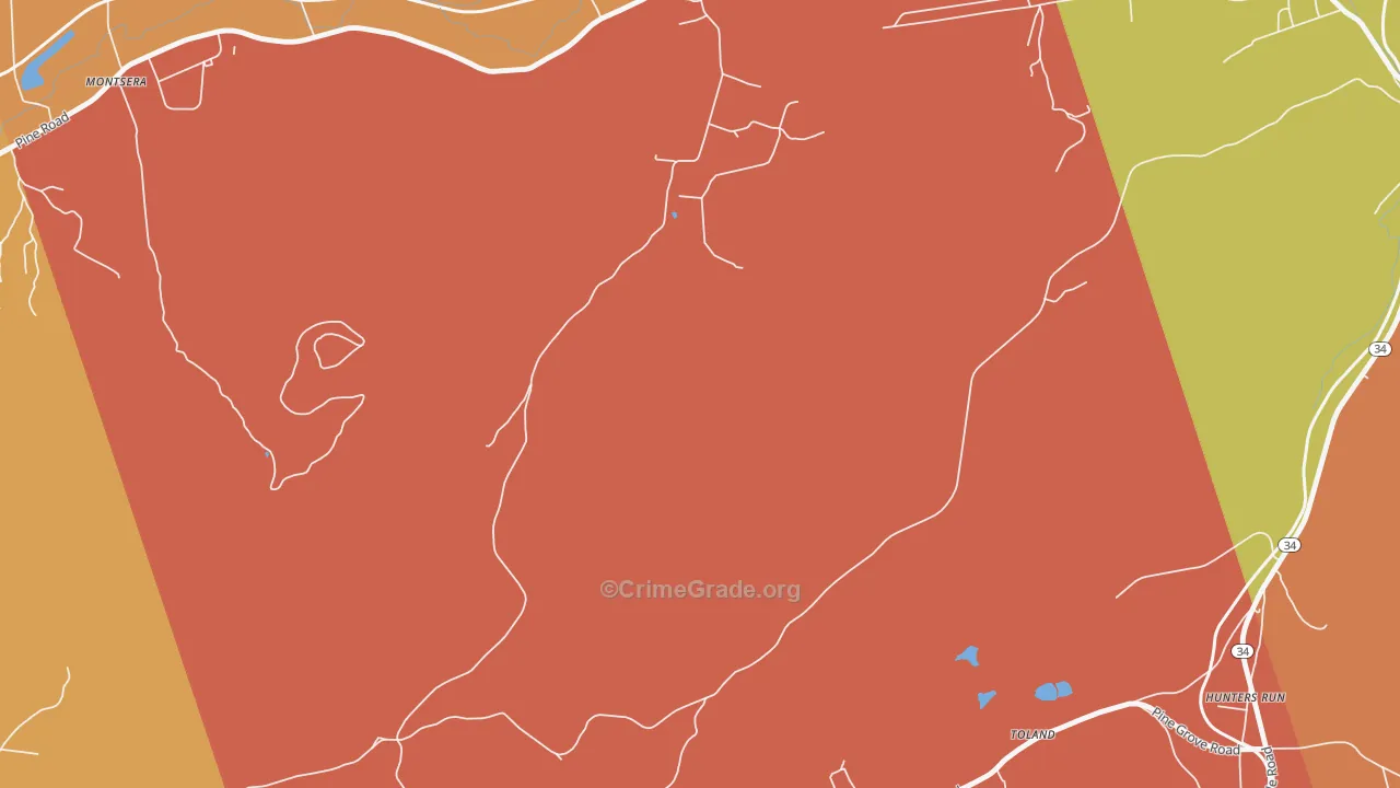 Toland, PA Map of Arson Rates