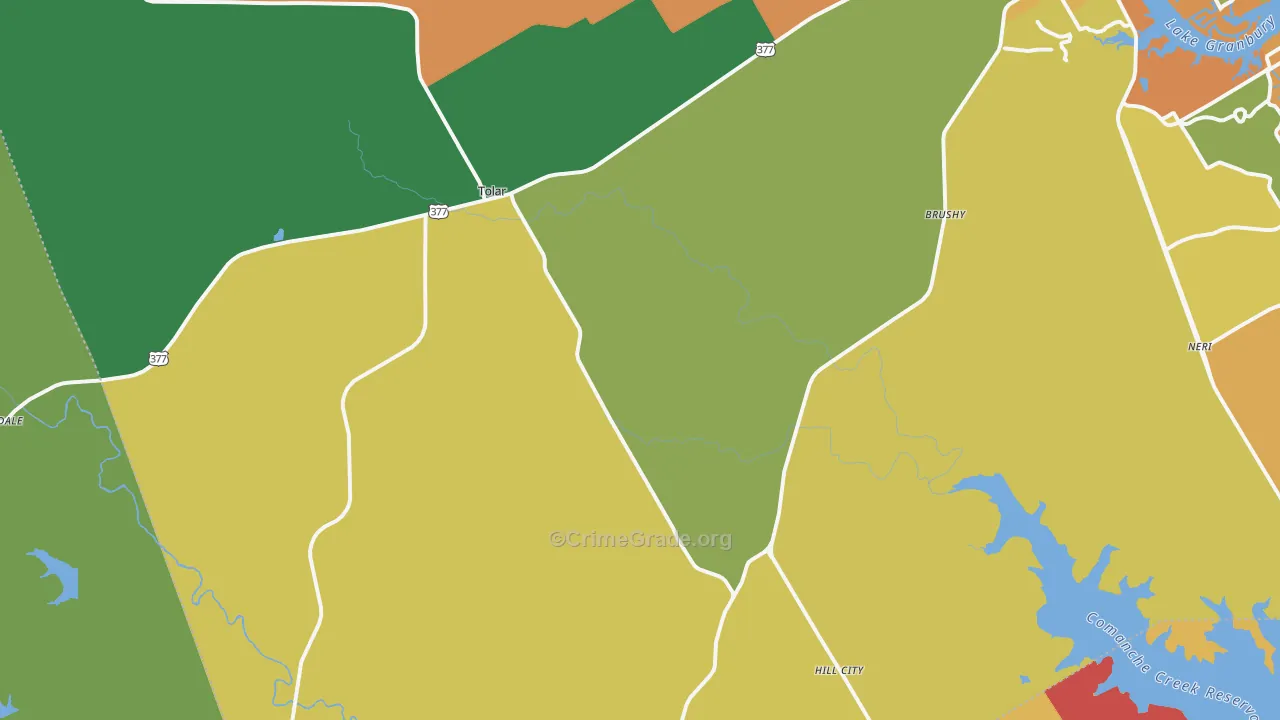 Tolar, TX Map of Arson Rates