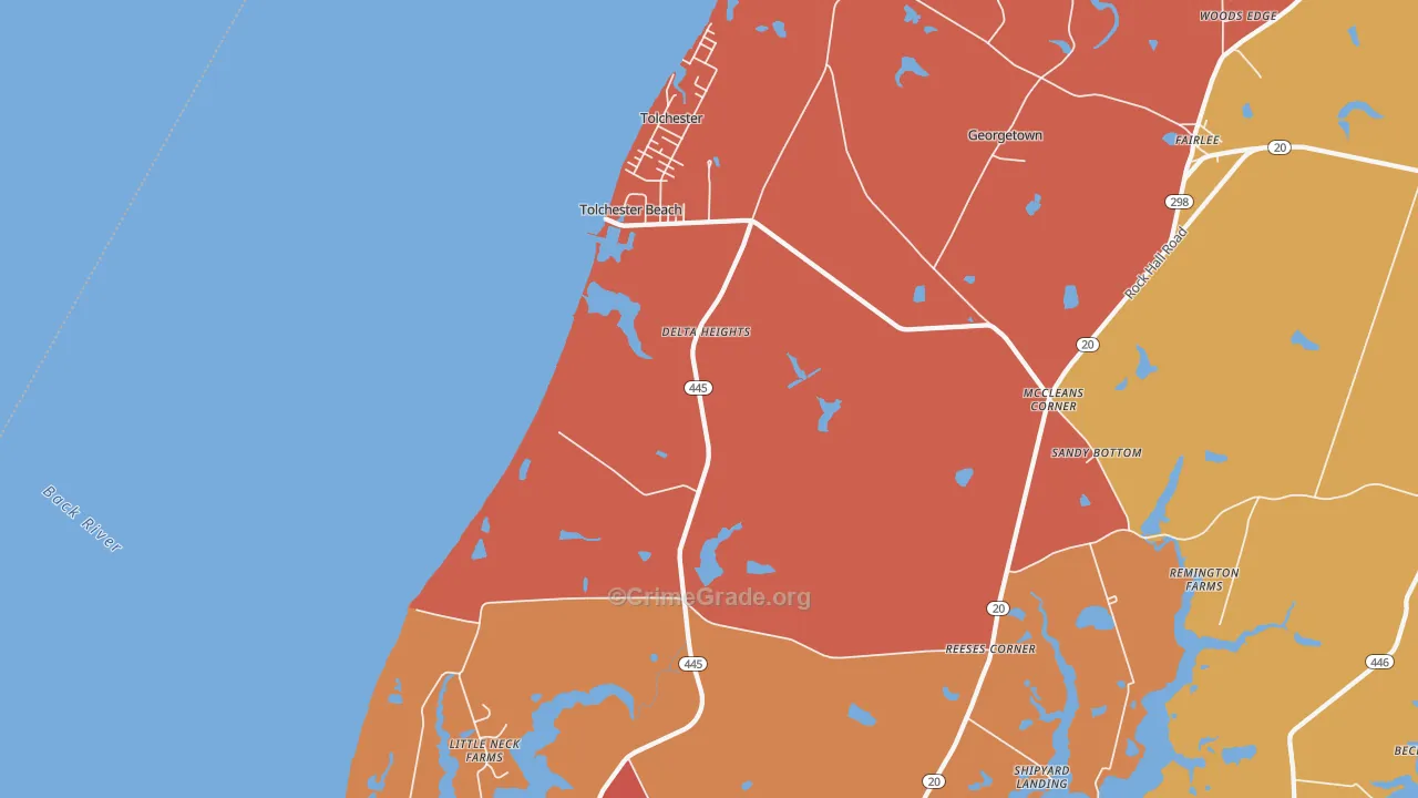 Tolchester Beach, MD Map of Arson Rates