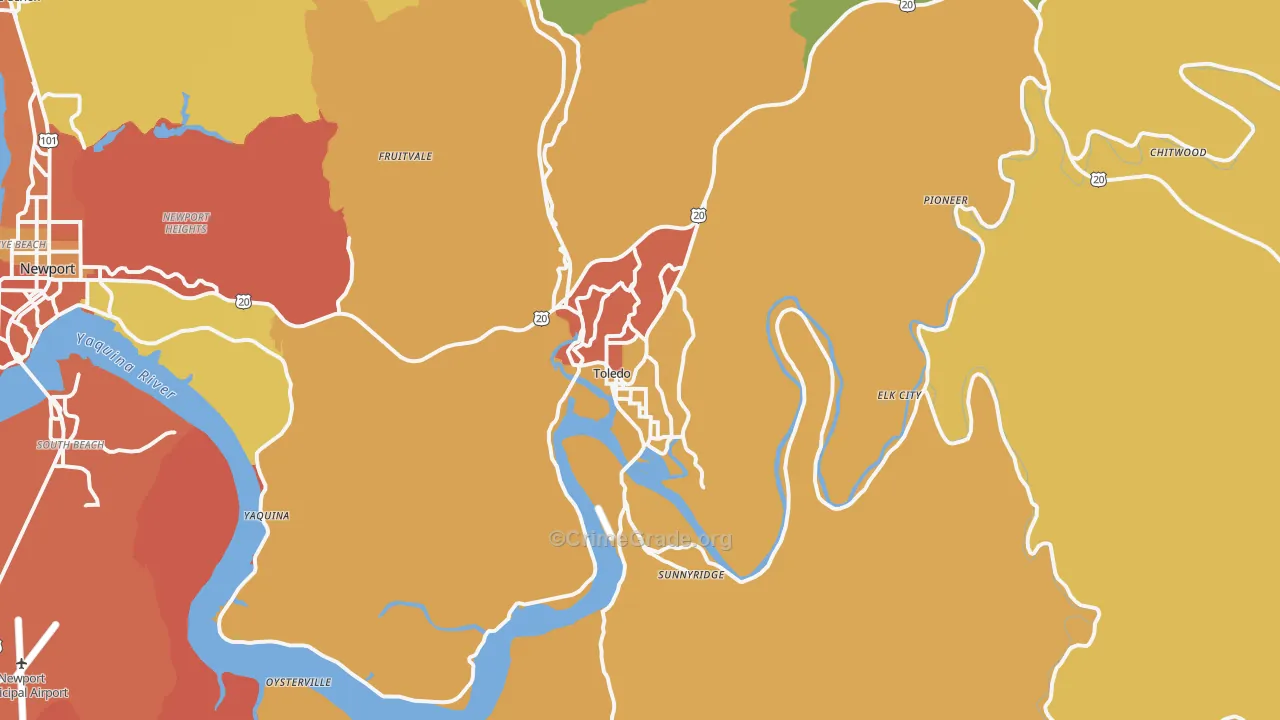 Toledo, OR Map of Arson Rates