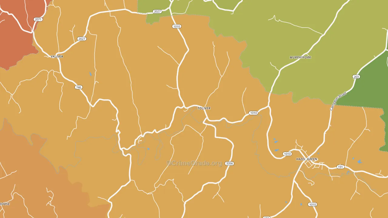 Toliver, KY Map of Arson Rates
