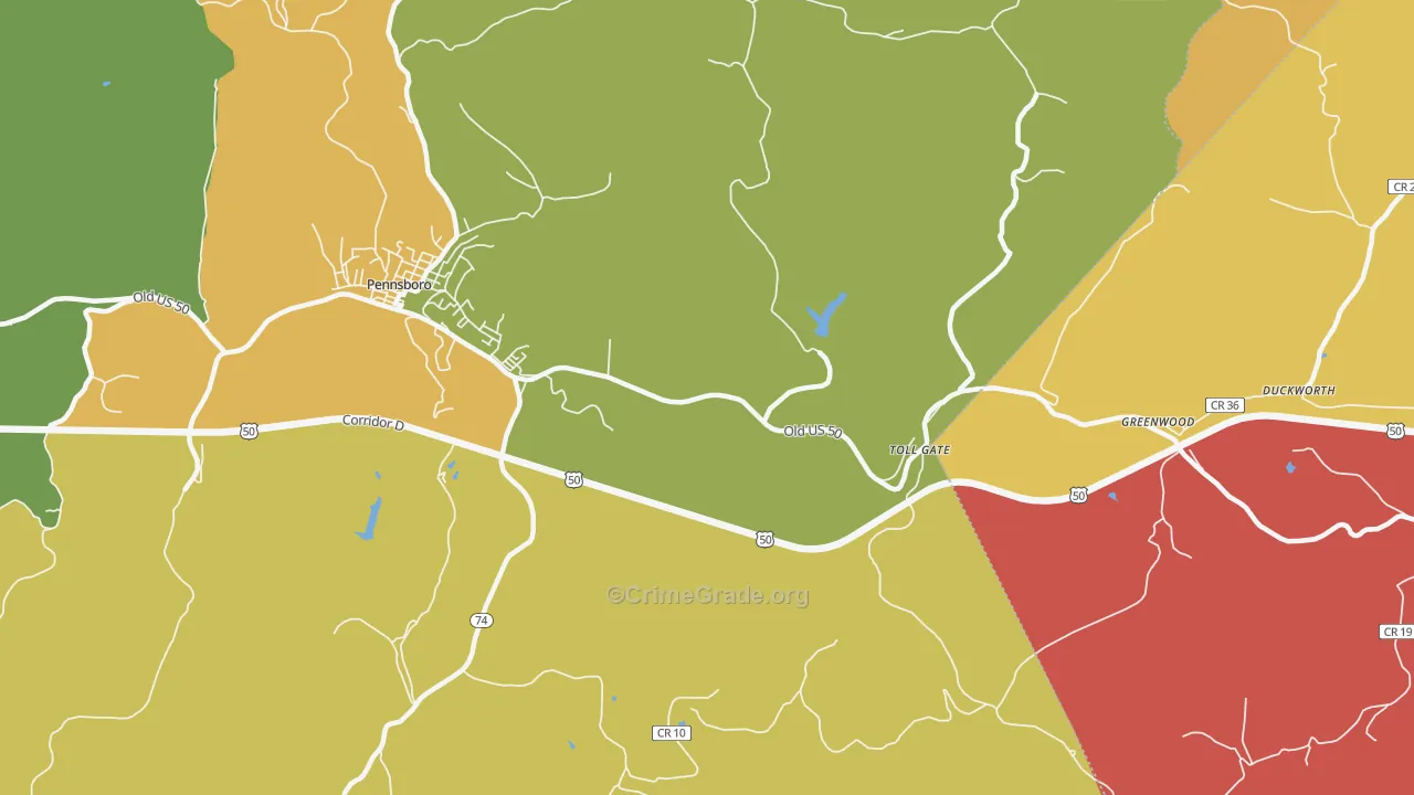 Toll Gate, WV Map of Arson Rates