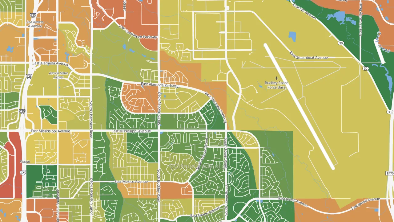 Tollgate Overlook, Aurora, CO Map of Arson Rates