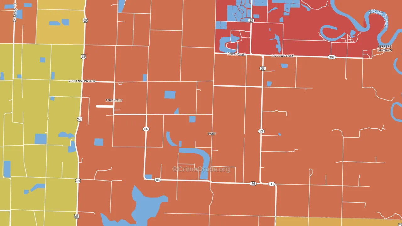 Tollville, AR Map of Arson Rates