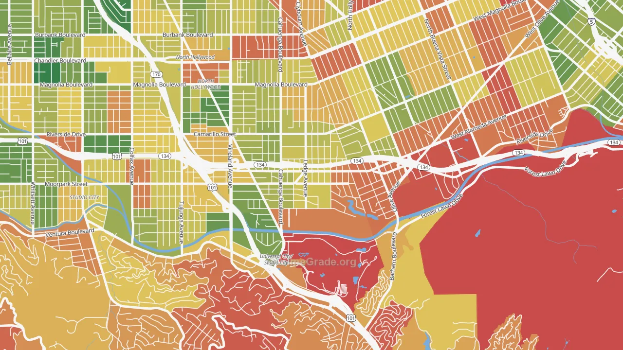 Toluca Lake, North Hollywood, CA Map of Arson Rates