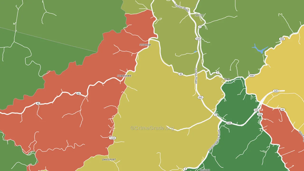 Tomahawk, KY Map of Arson Rates