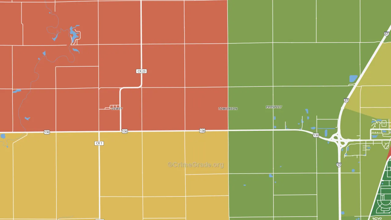Tomlinson, IL Map of Arson Rates