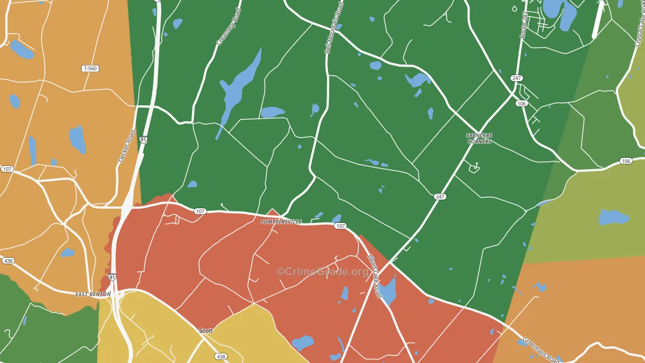 Tompkinsville, PA Map of Arson Rates