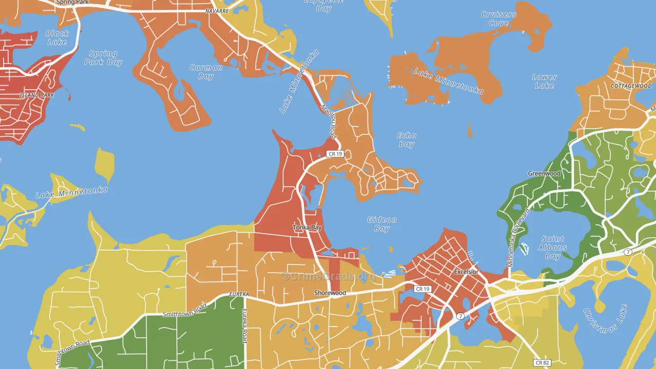 Tonka Bay, MN Map of Arson Rates