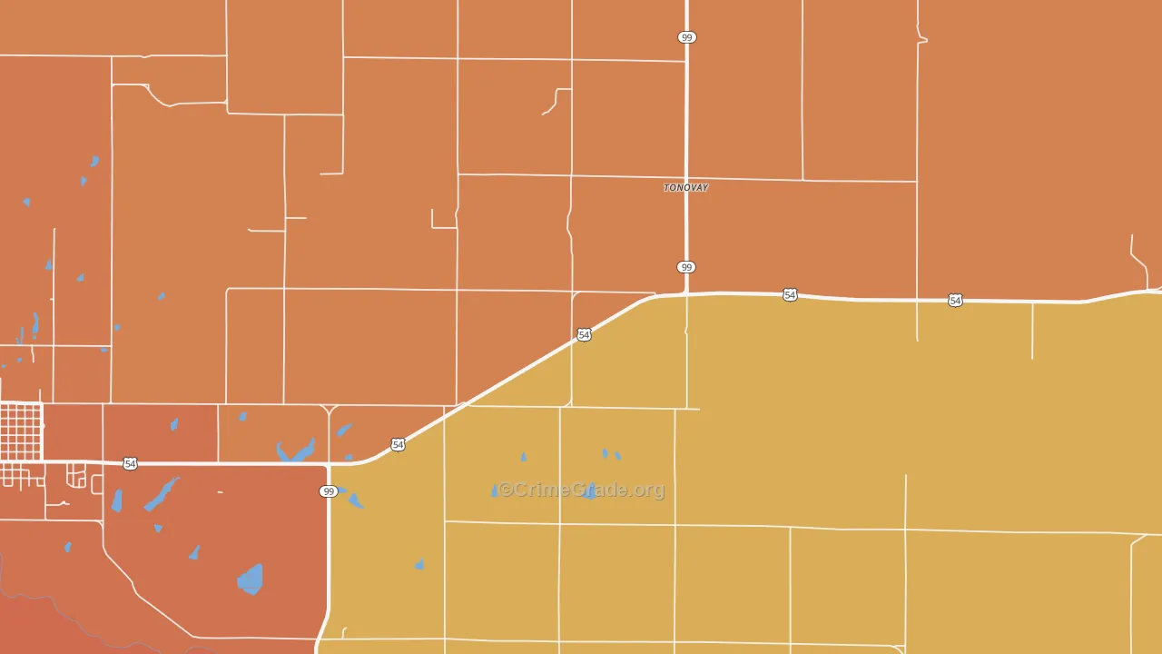 Tonovay, KS Map of Arson Rates