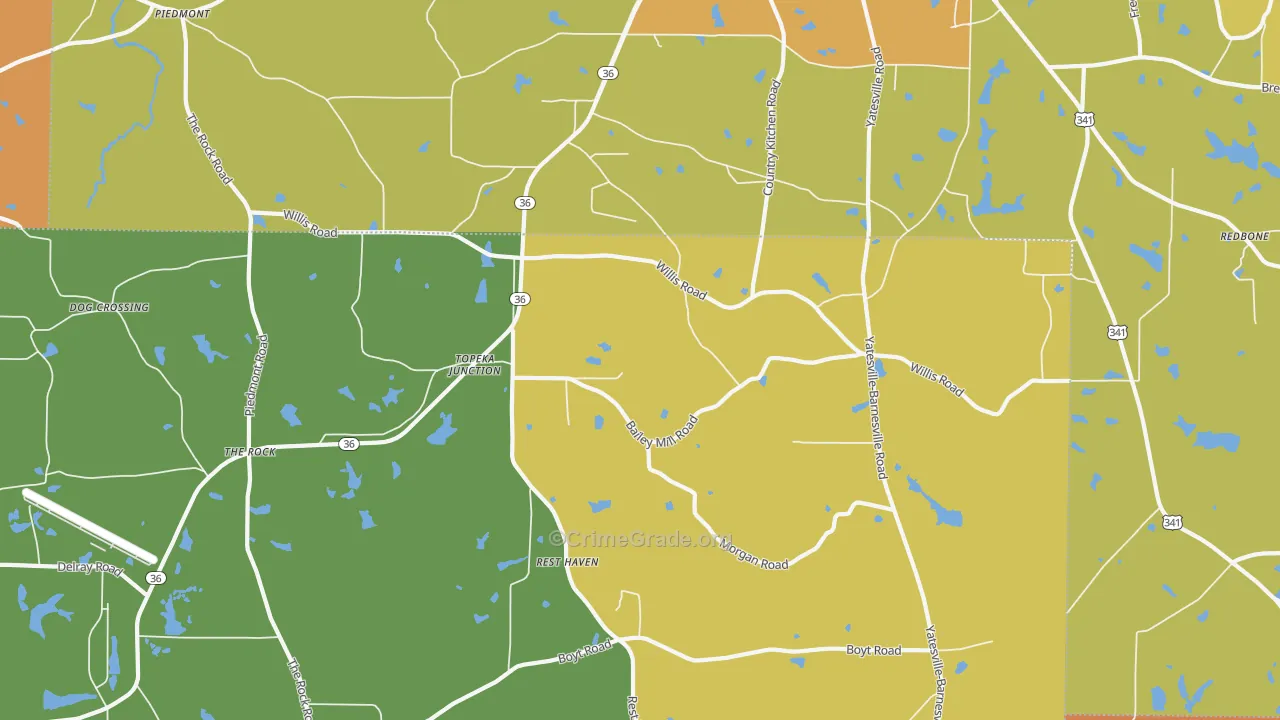Topeka Junction, GA Map of Arson Rates