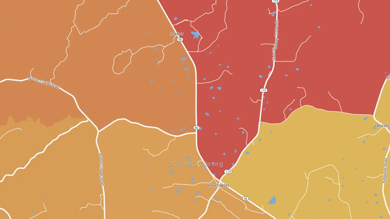 Topnot, NC Map of Arson Rates
