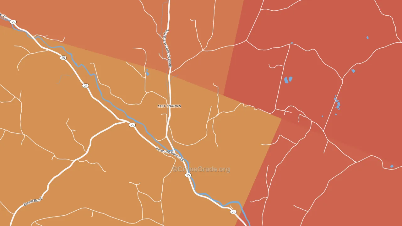 Topsham Four Corners, VT Map of Arson Rates