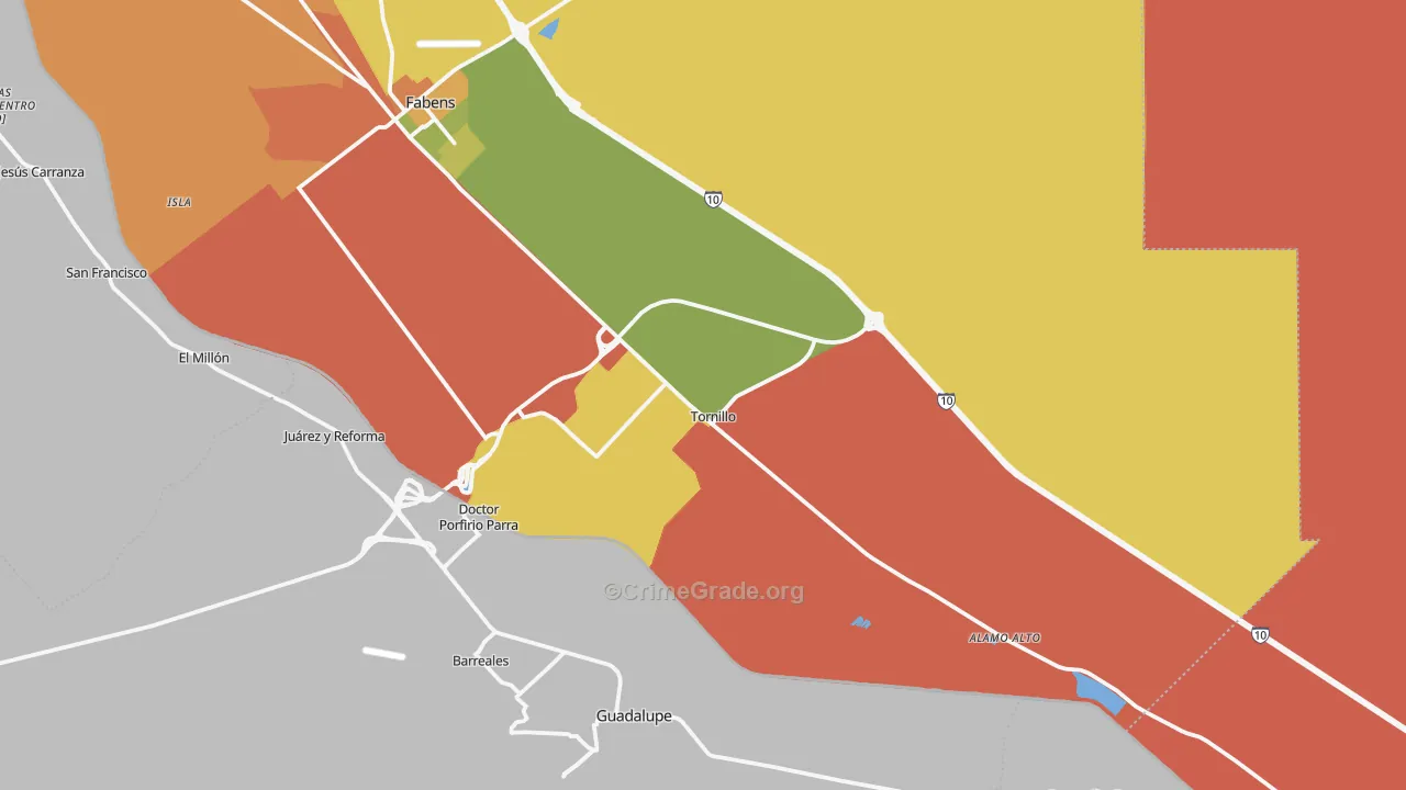 Tornillo, TX Map of Arson Rates