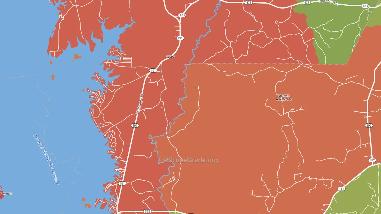 Toro, LA Map of Arson Rates