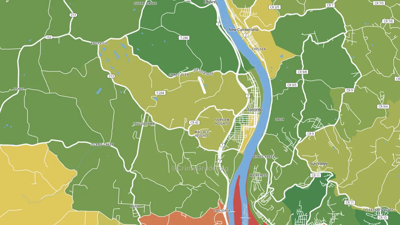 Toronto, OH Map of Arson Rates