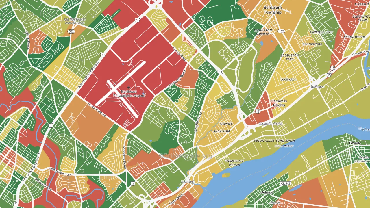 Torresdale, Philadelphia, PA Map of Arson Rates