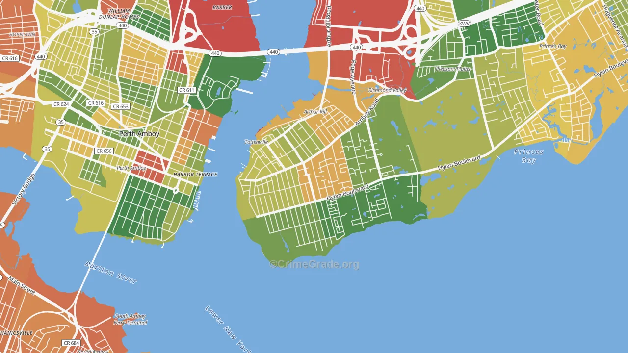 Tottenville, Staten Island, NY Map of Arson Rates