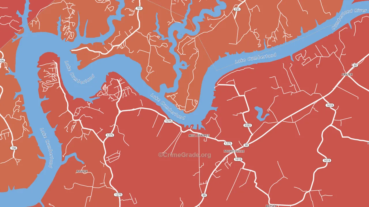 Touristville, KY Map of Arson Rates