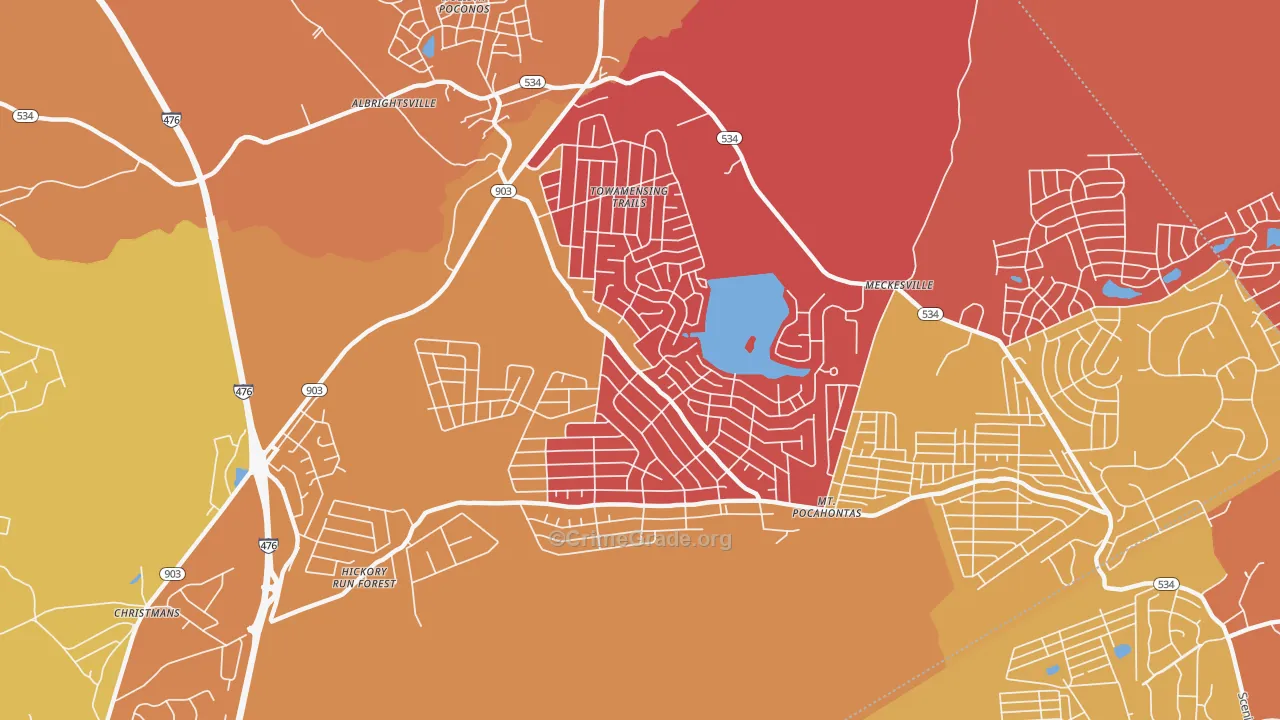 Towamensing Trails, PA Map of Arson Rates