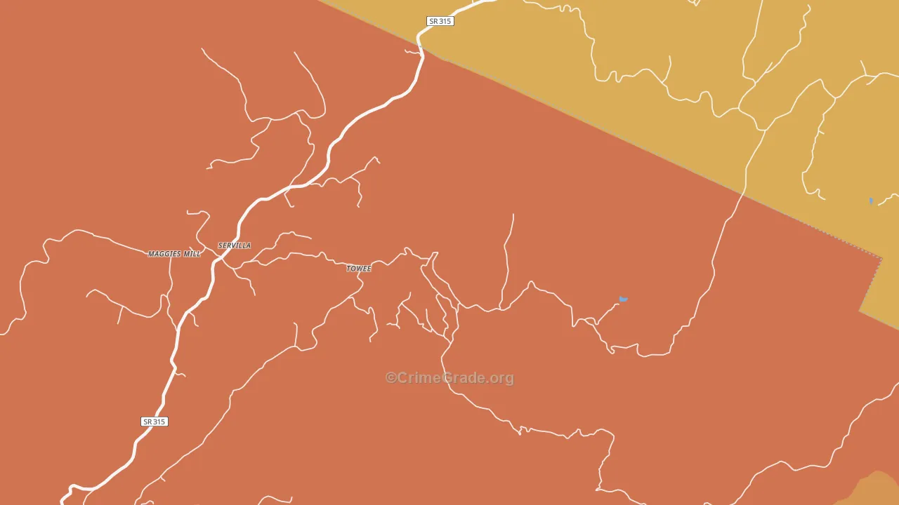 Towee, TN Map of Arson Rates