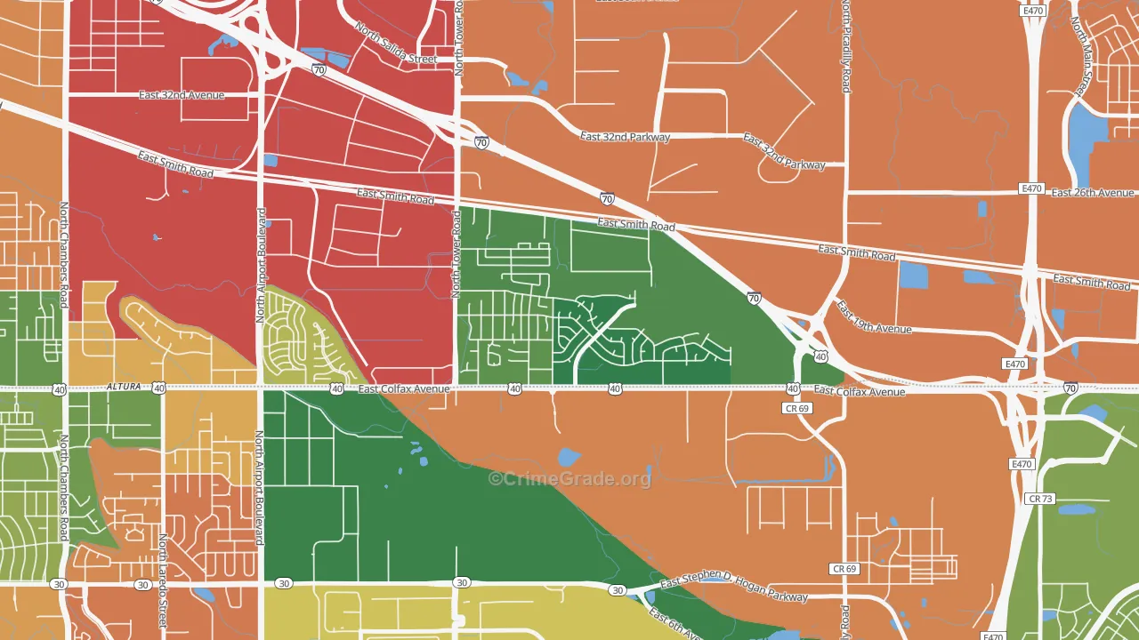 Tower Triangle, Aurora, CO Map of Arson Rates