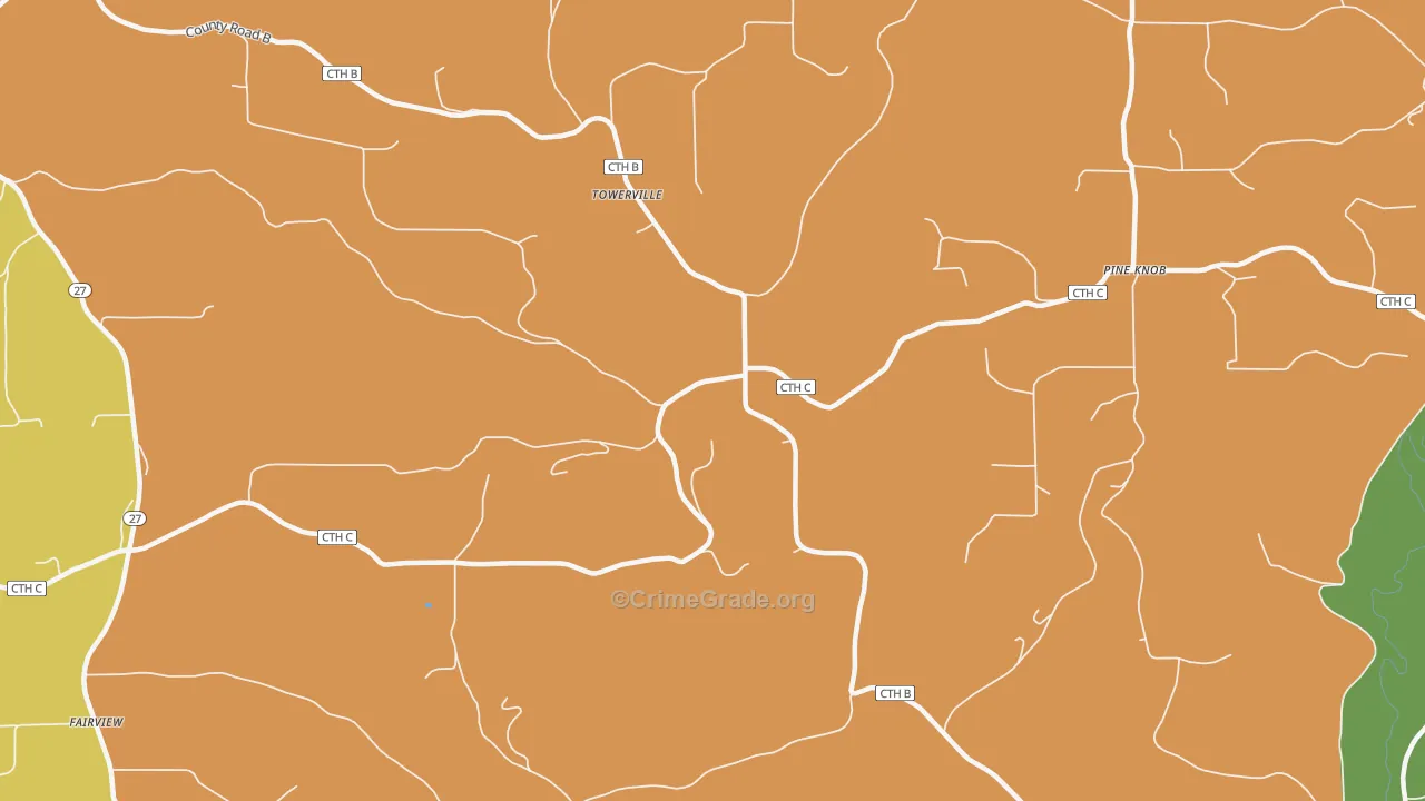 Towerville, WI Map of Arson Rates