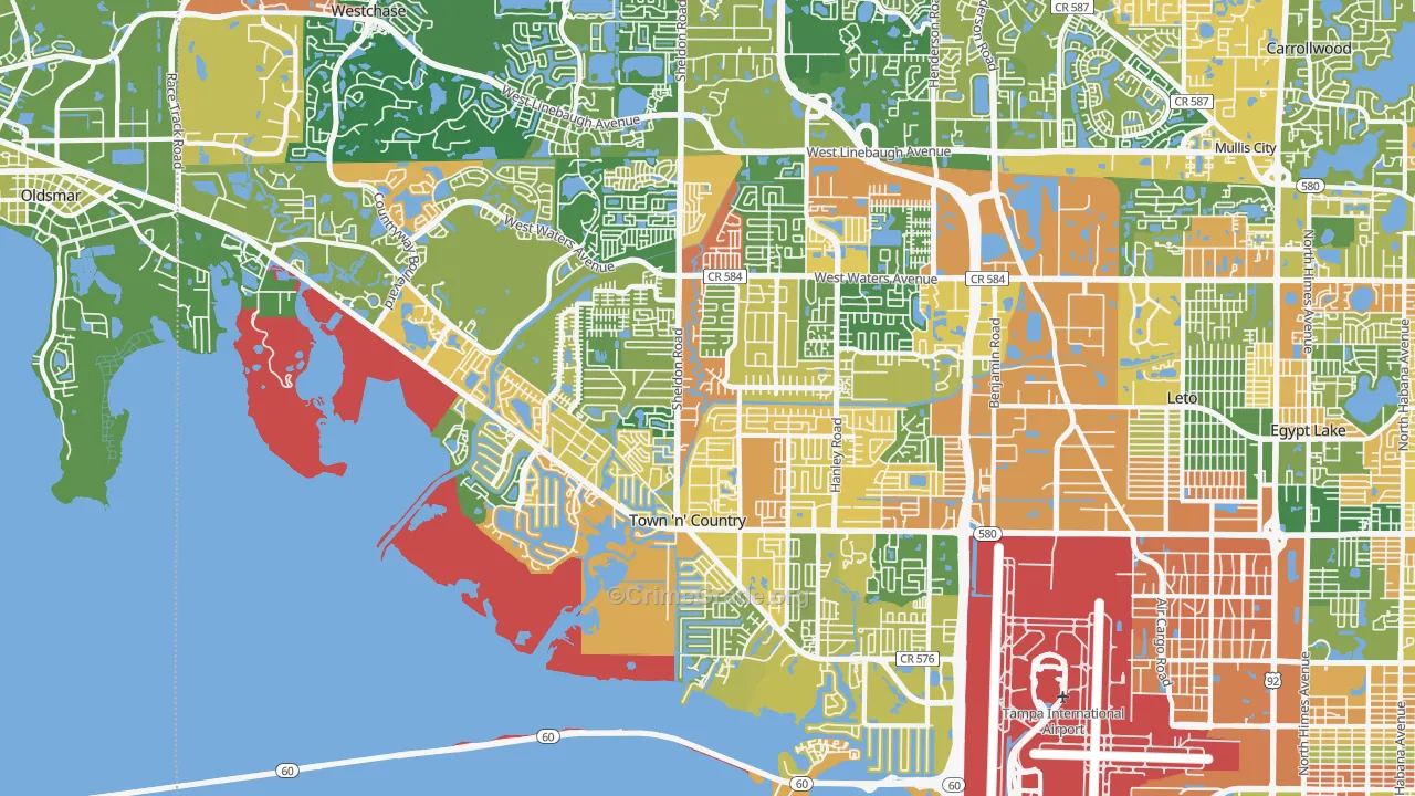 Town 'n' Country, FL Map of Arson Rates