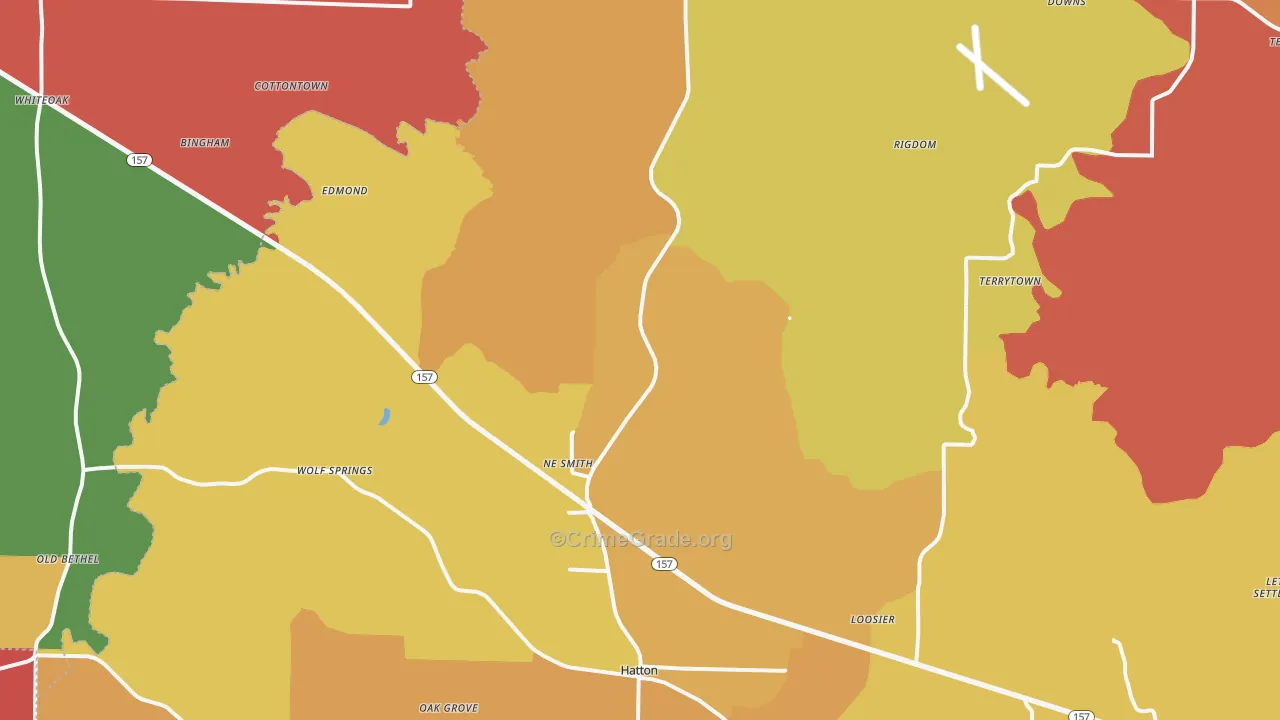 Town Creek, AL Map of Arson Rates