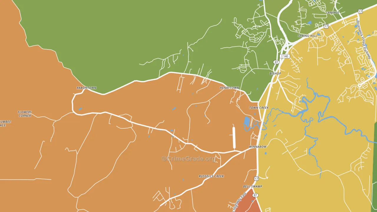 Town Creek, NC Map of Arson Rates