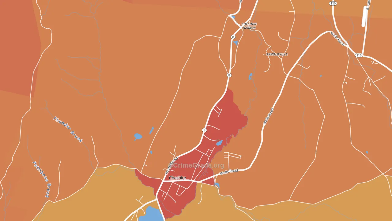 Town Crest Village, MA Map of Arson Rates