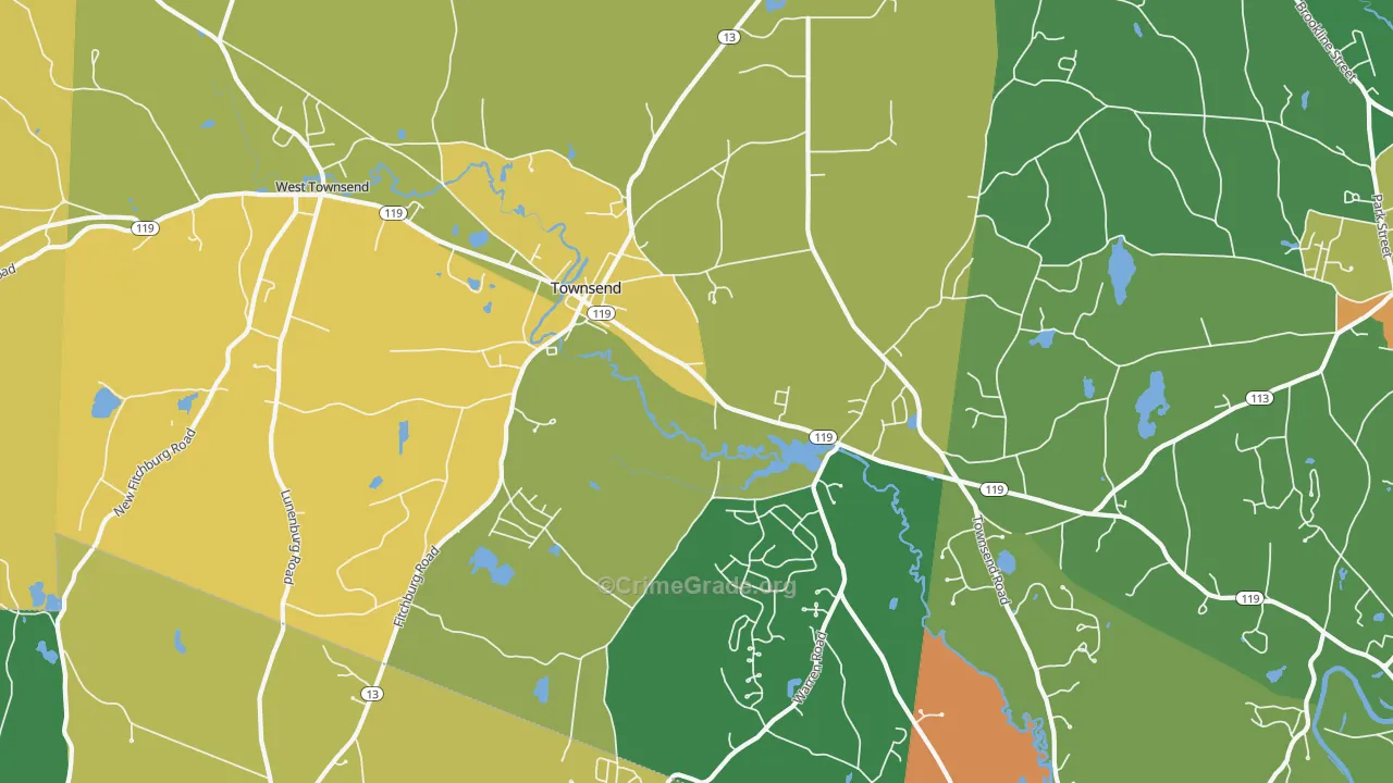 Townsend, MA Map of Arson Rates