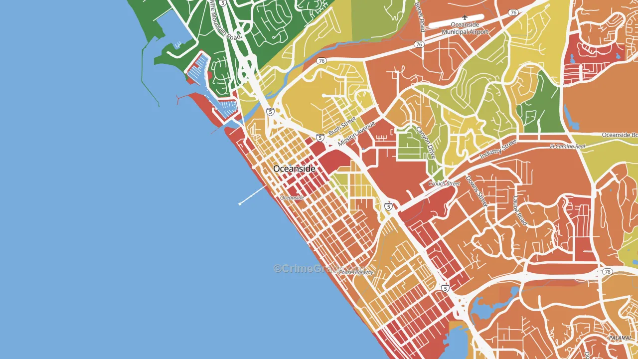 Townsite, Oceanside, CA Map of Arson Rates