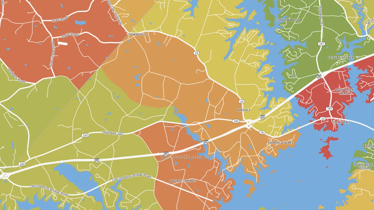 Townville, SC Map of Arson Rates