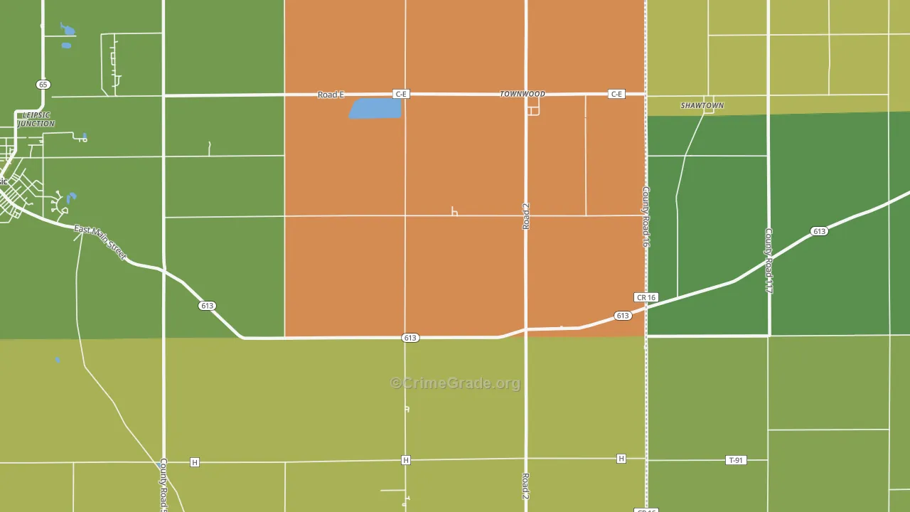 Townwood, OH Map of Arson Rates