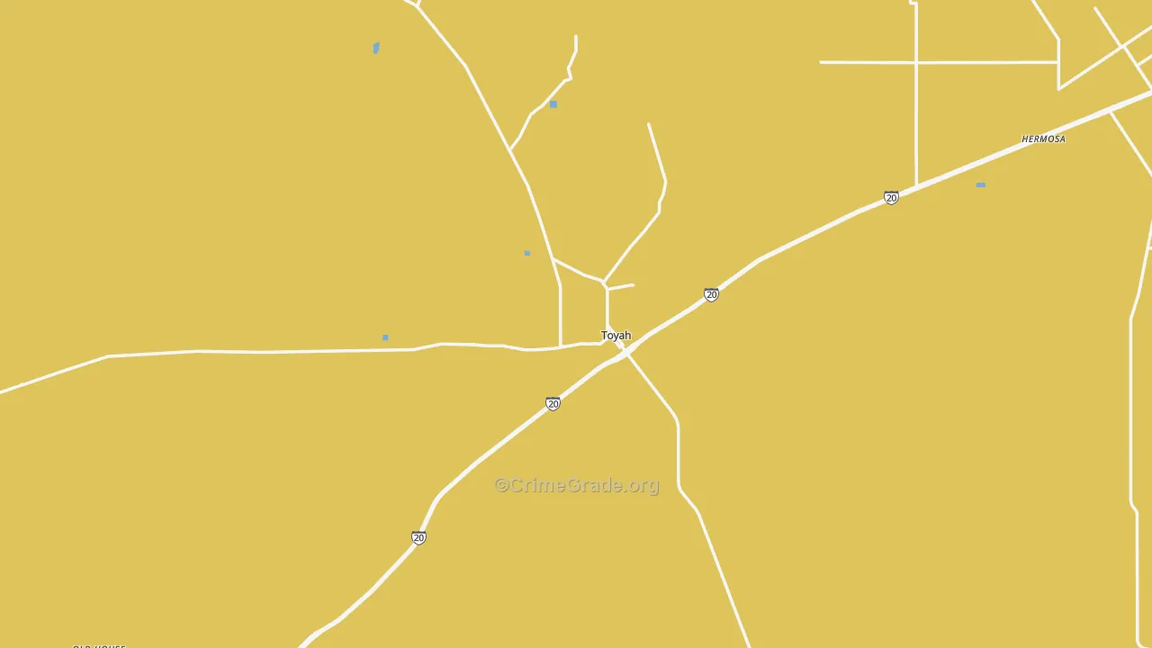 Toyah, TX Map of Arson Rates