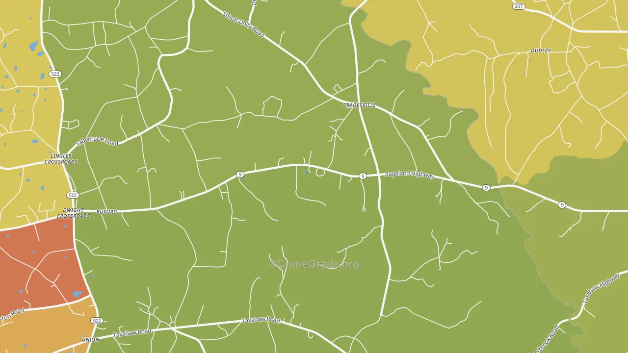 Tradesville, SC Map of Arson Rates