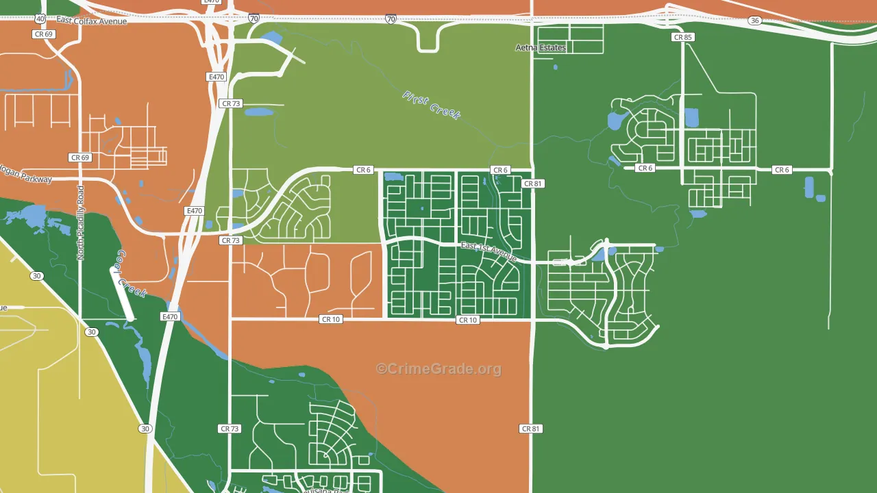 Traditions, Aurora, CO Map of Arson Rates