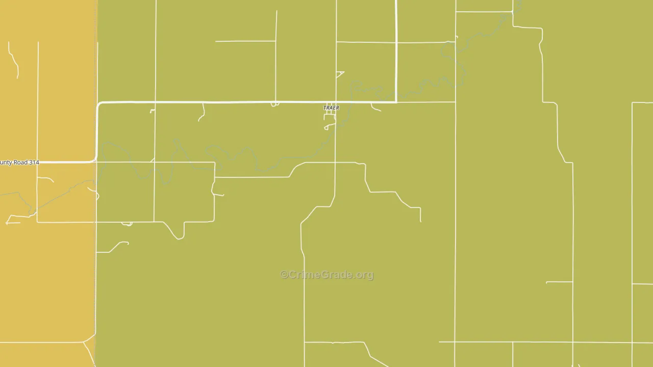 Traer, KS Map of Arson Rates