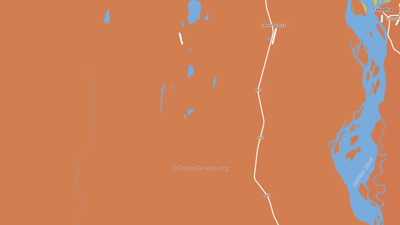 Trapper Creek, AK Map of Arson Rates