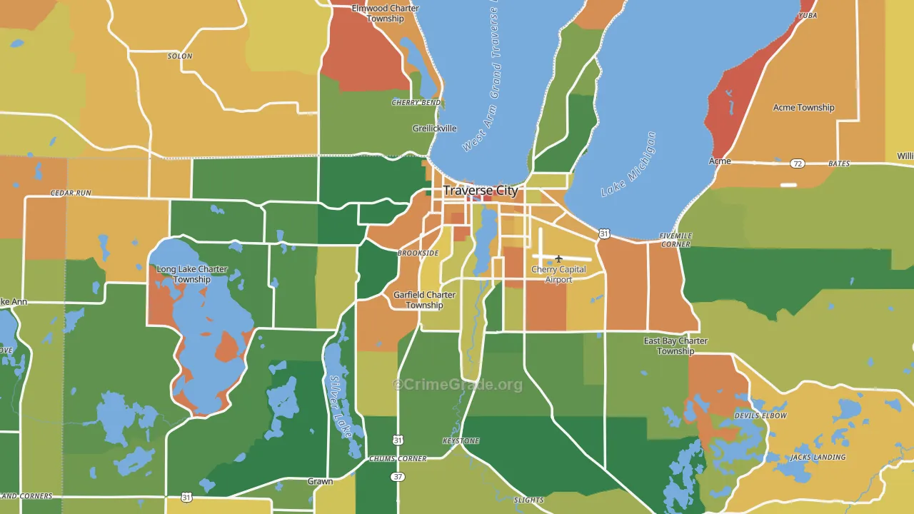 Traverse City, MI Map of Arson Rates