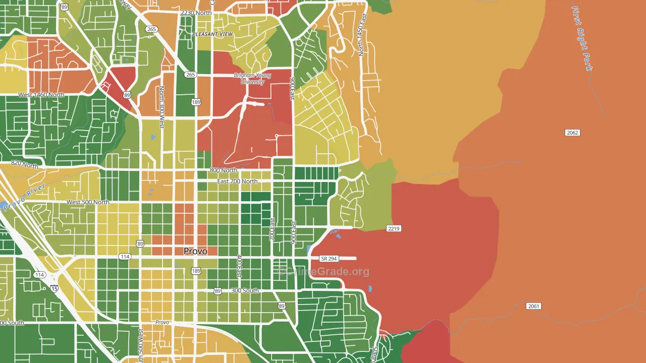 Tree Streets, Provo, UT Map of Arson Rates
