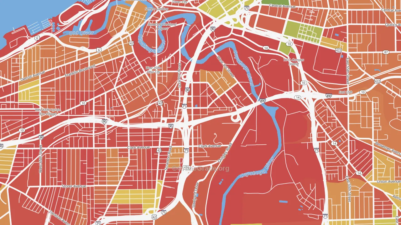 Tremont, Cleveland, OH Map of Arson Rates