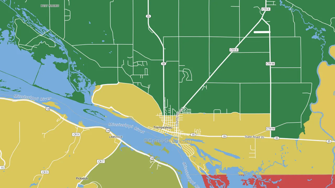 Trempealeau, WI Map of Arson Rates