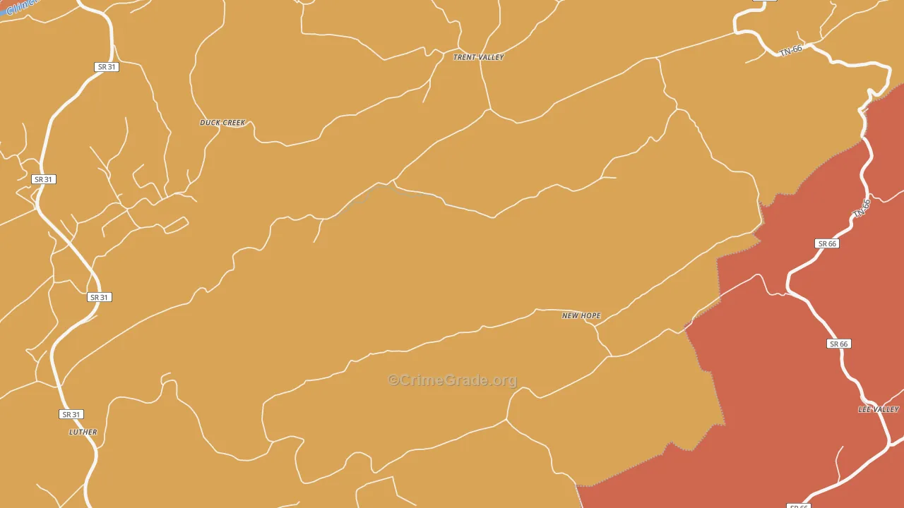Trent Valley, TN Map of Arson Rates